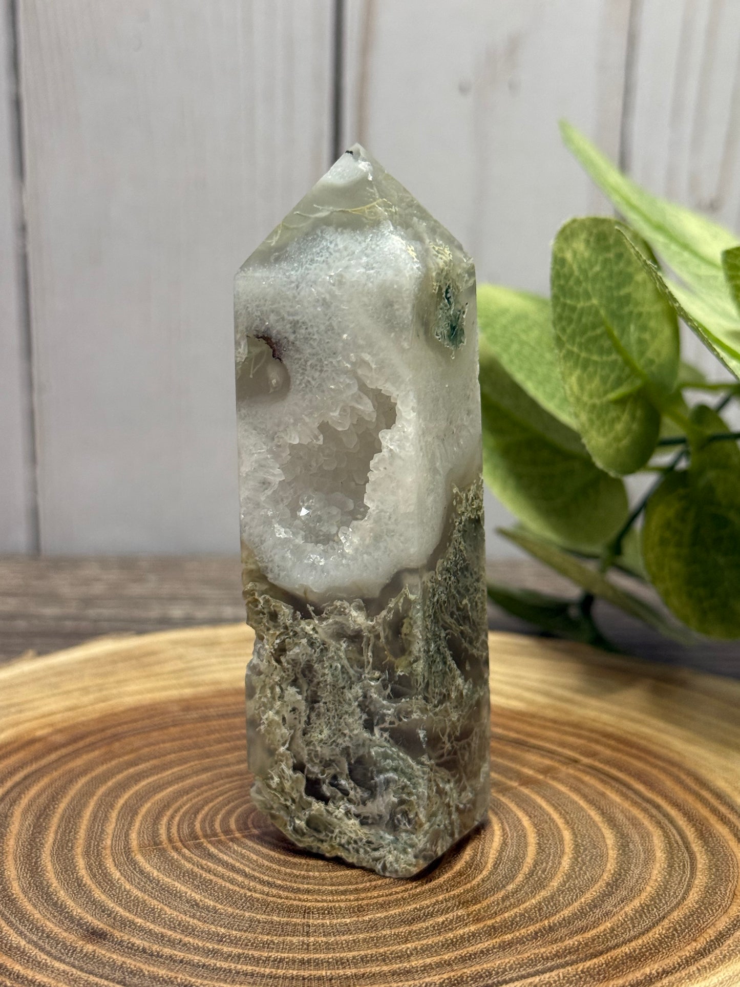 Moss Agate Towers  - druzy side