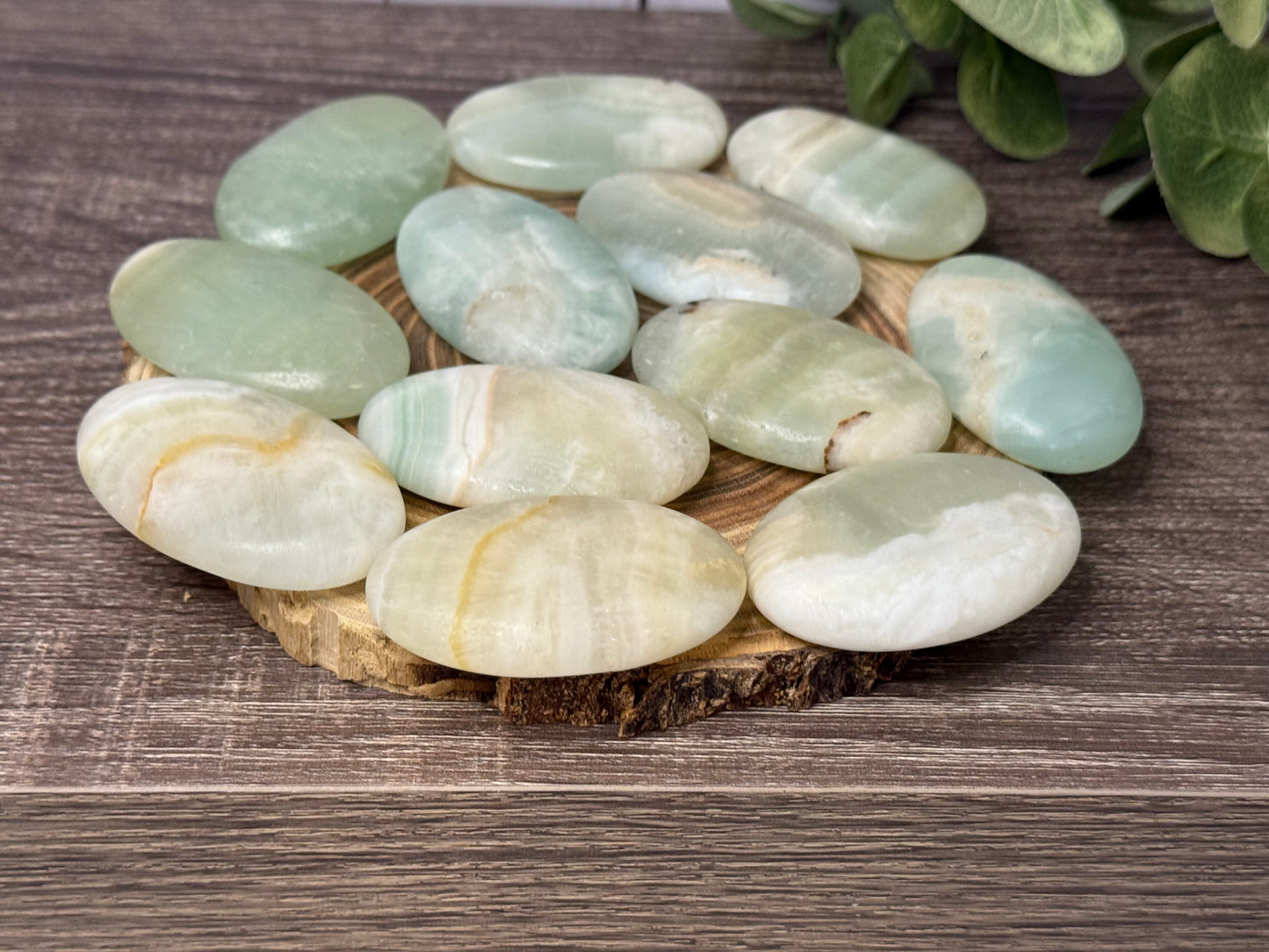 Pistachio Calcite Palm Stone
