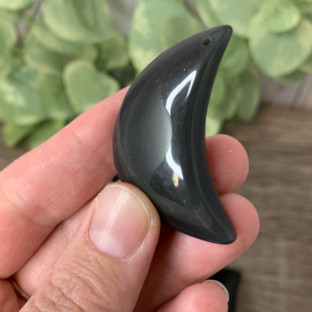 Moon Carvings - Rainbow Obsidian