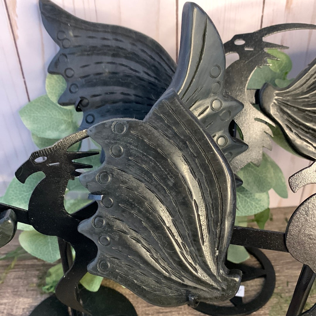 Dragon Wings on Stand - Black Obsidian Large