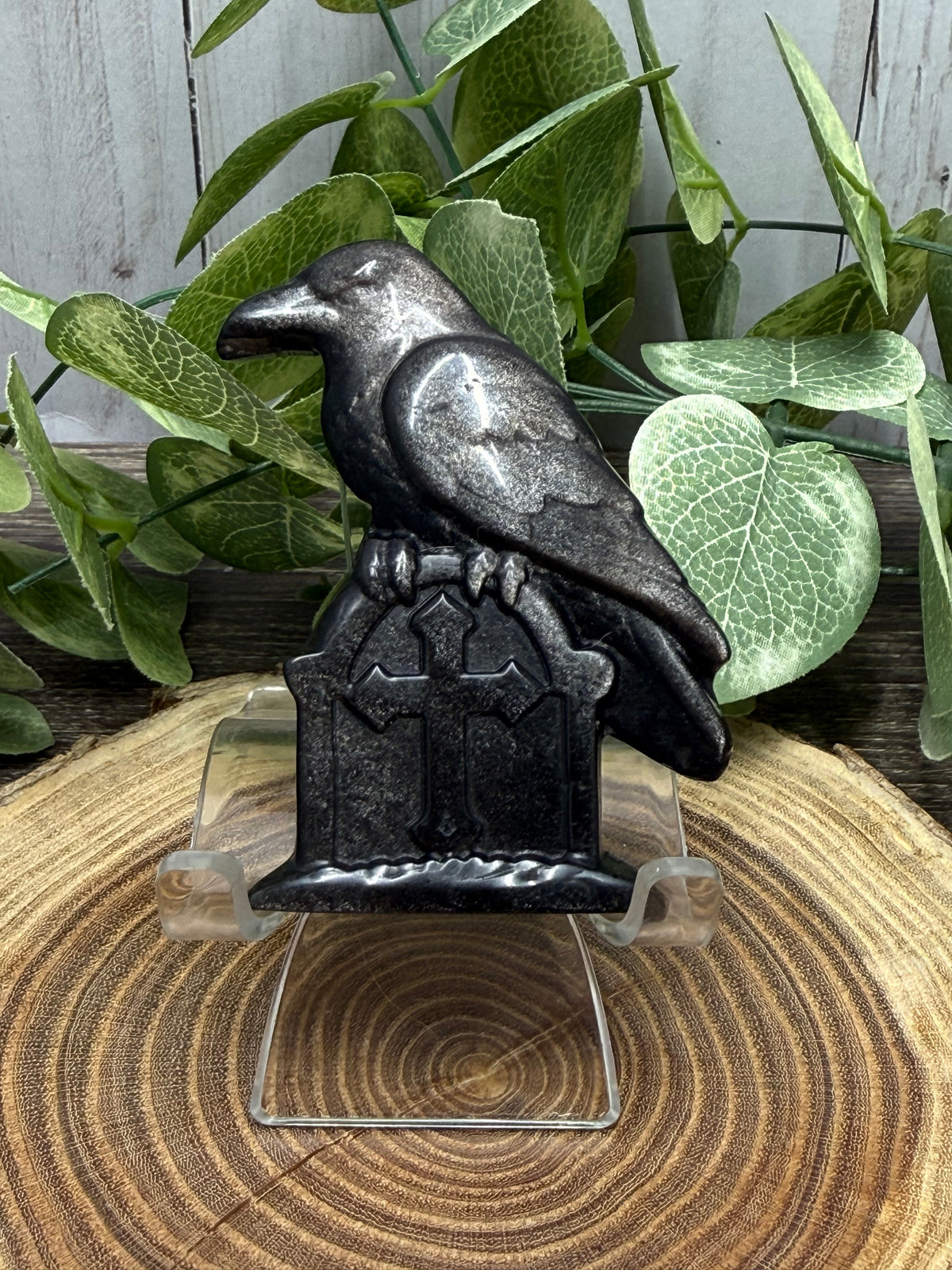 Bird on Toombstone - Sheen Obsidian