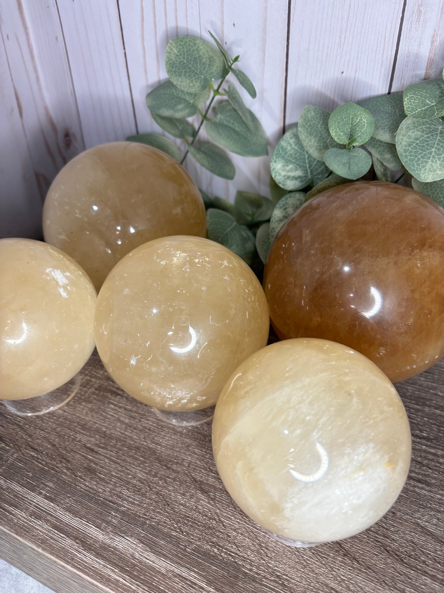 Honey Calcite Spheres