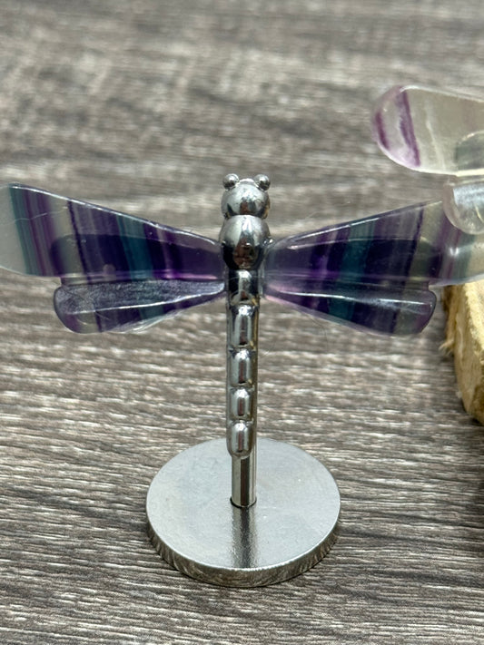 Small Dragonfly Wings on Stand - Fluorite