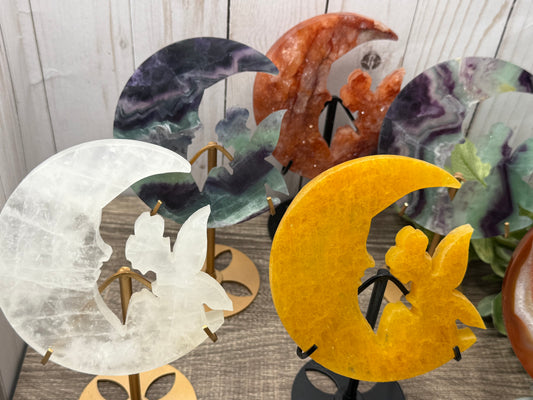 Fairy and Moon Carving on Stand