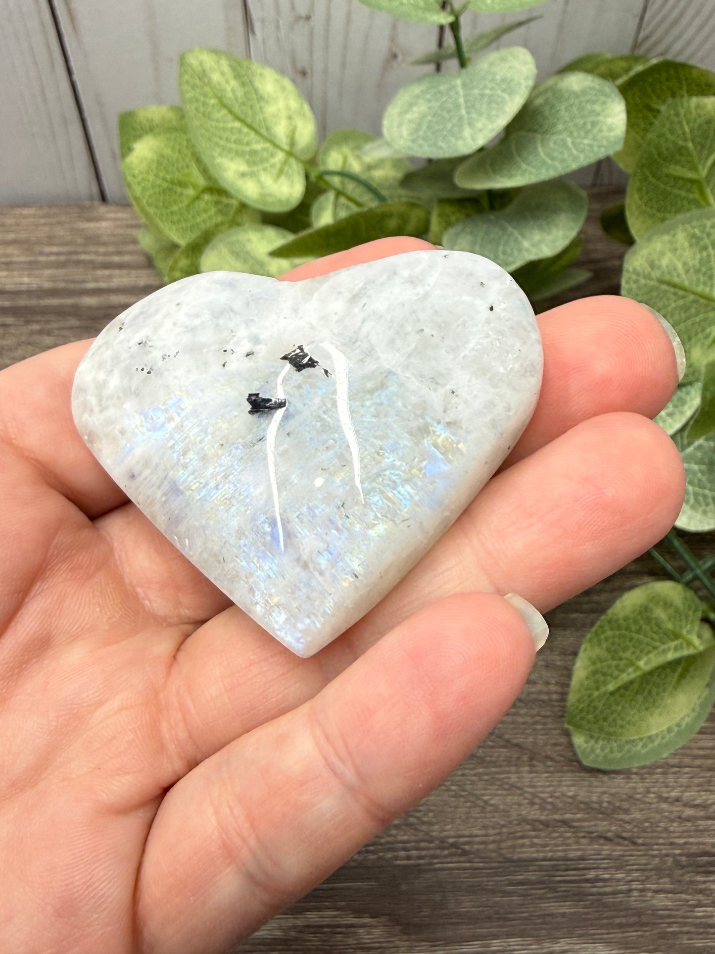 Rainbow Moonstone Carved Hearts