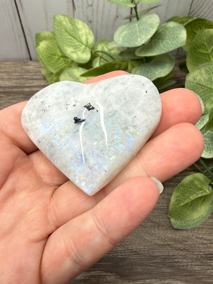 Rainbow Moonstone Carved Hearts