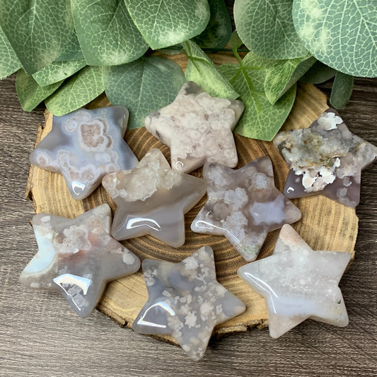 Flower Agate Star Carving