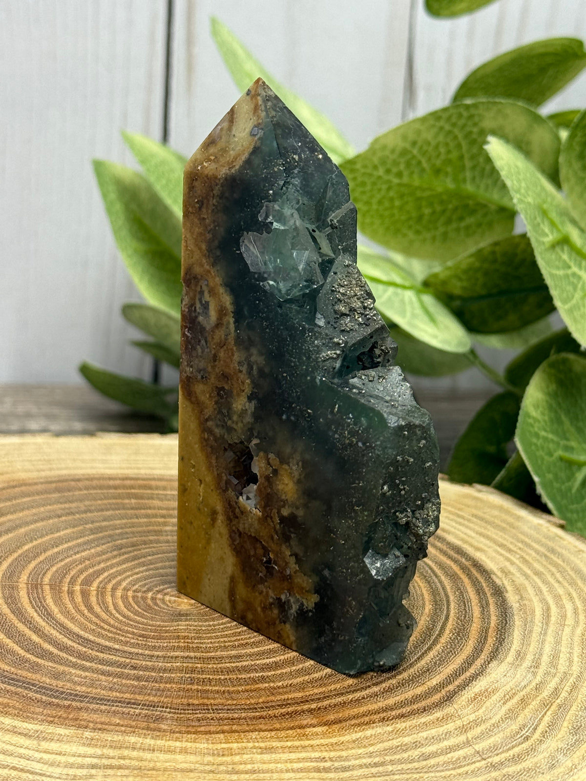 Fluorite & Pyrite Towers with Raw Edge
