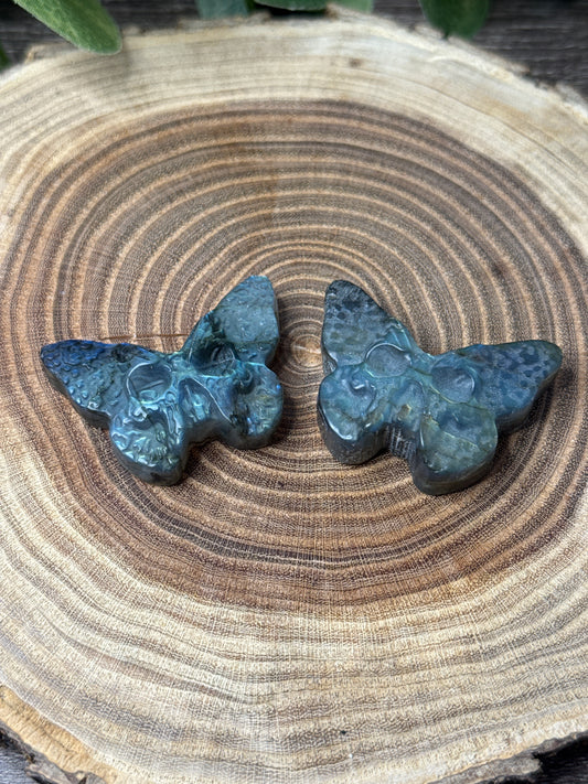 Labadorite Deadhead Moth Carving