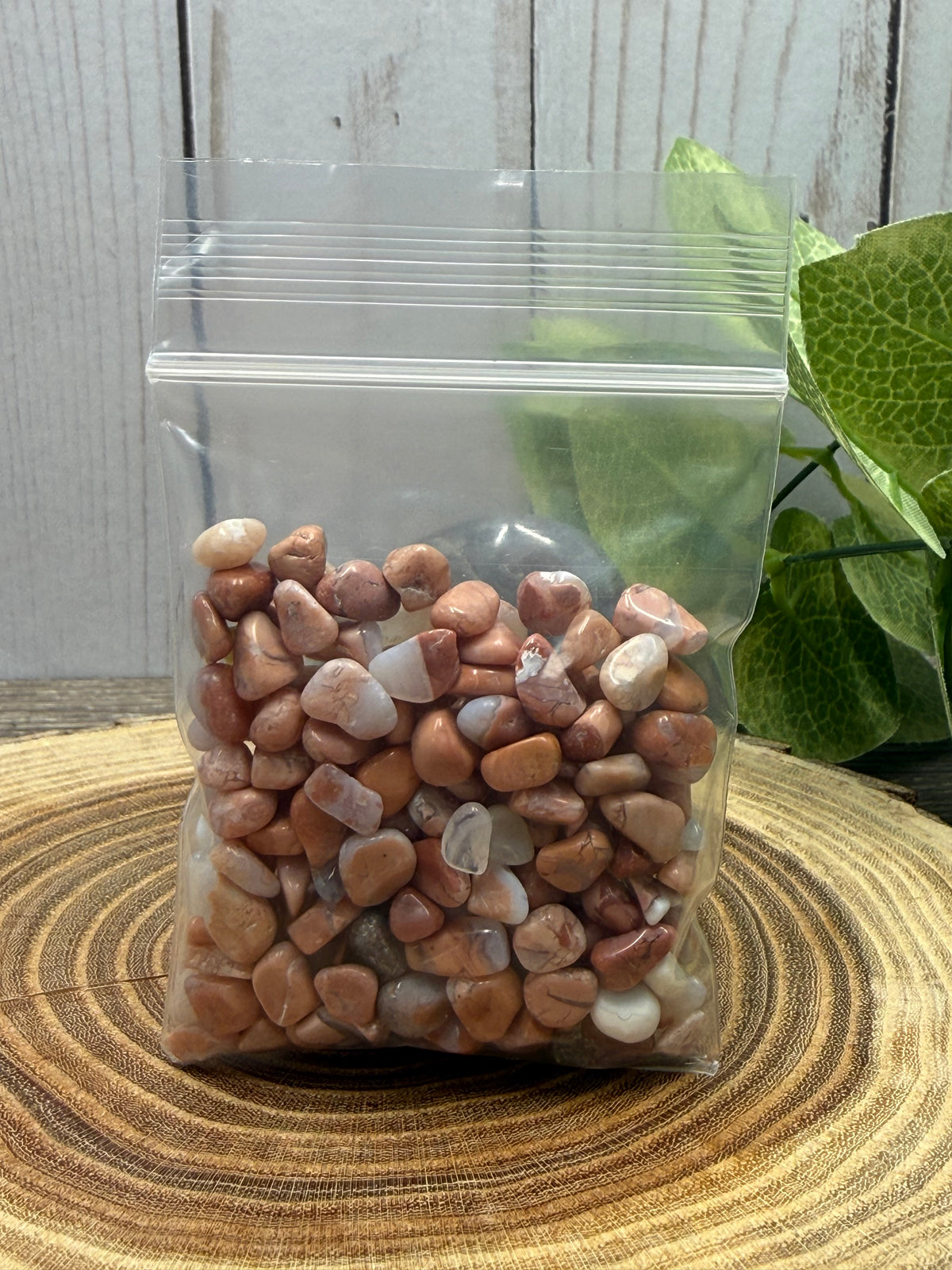 Pink Agate Crystal Chip Bag