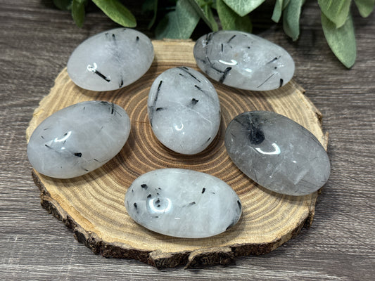 Tourmalated Quartz Palm Stones