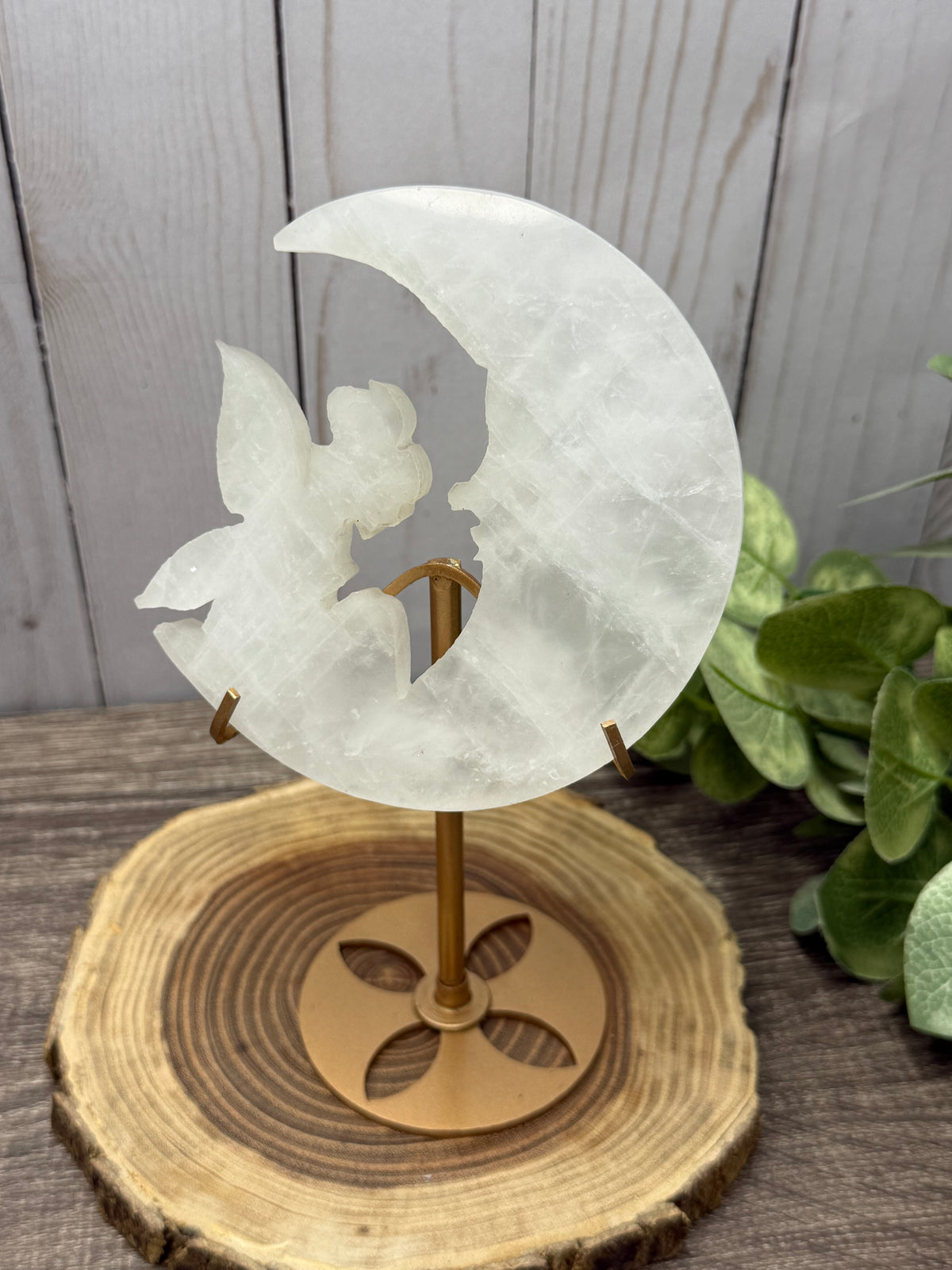 Fairy and Moon Carving on Stand