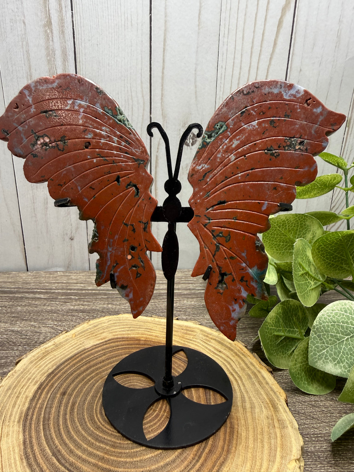 Large Butterfly Wings on Stand - Ocean Jasper