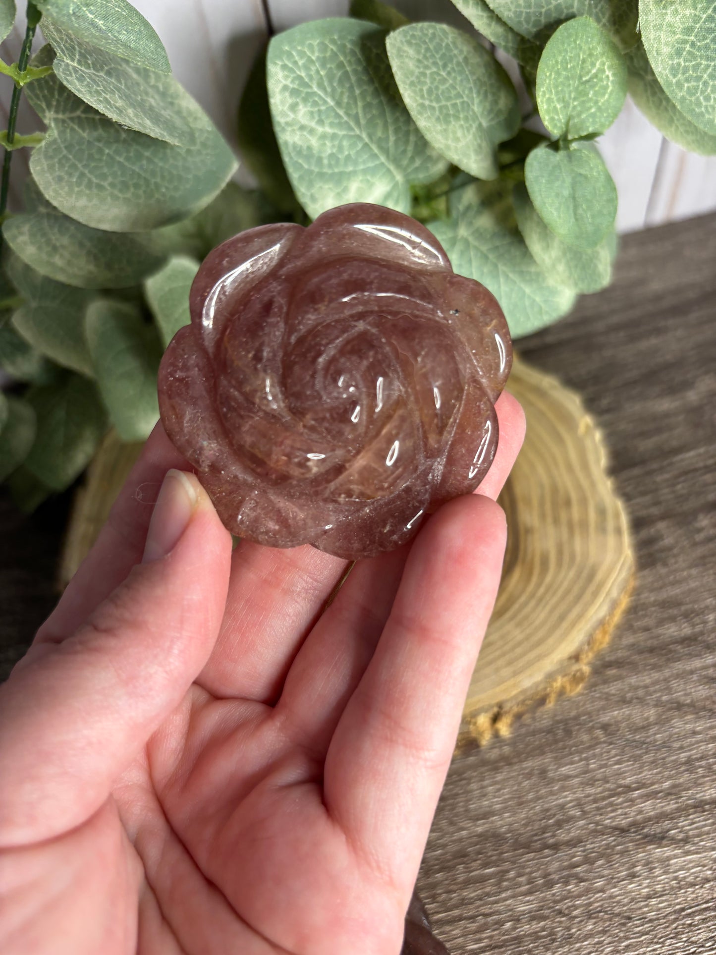 Flower Carvings - Rose Quartz & Strawberry Quartz