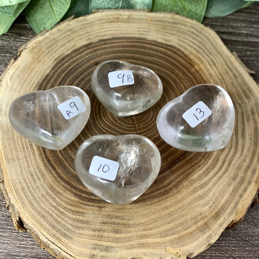 Clear Quartz Carved Hearts