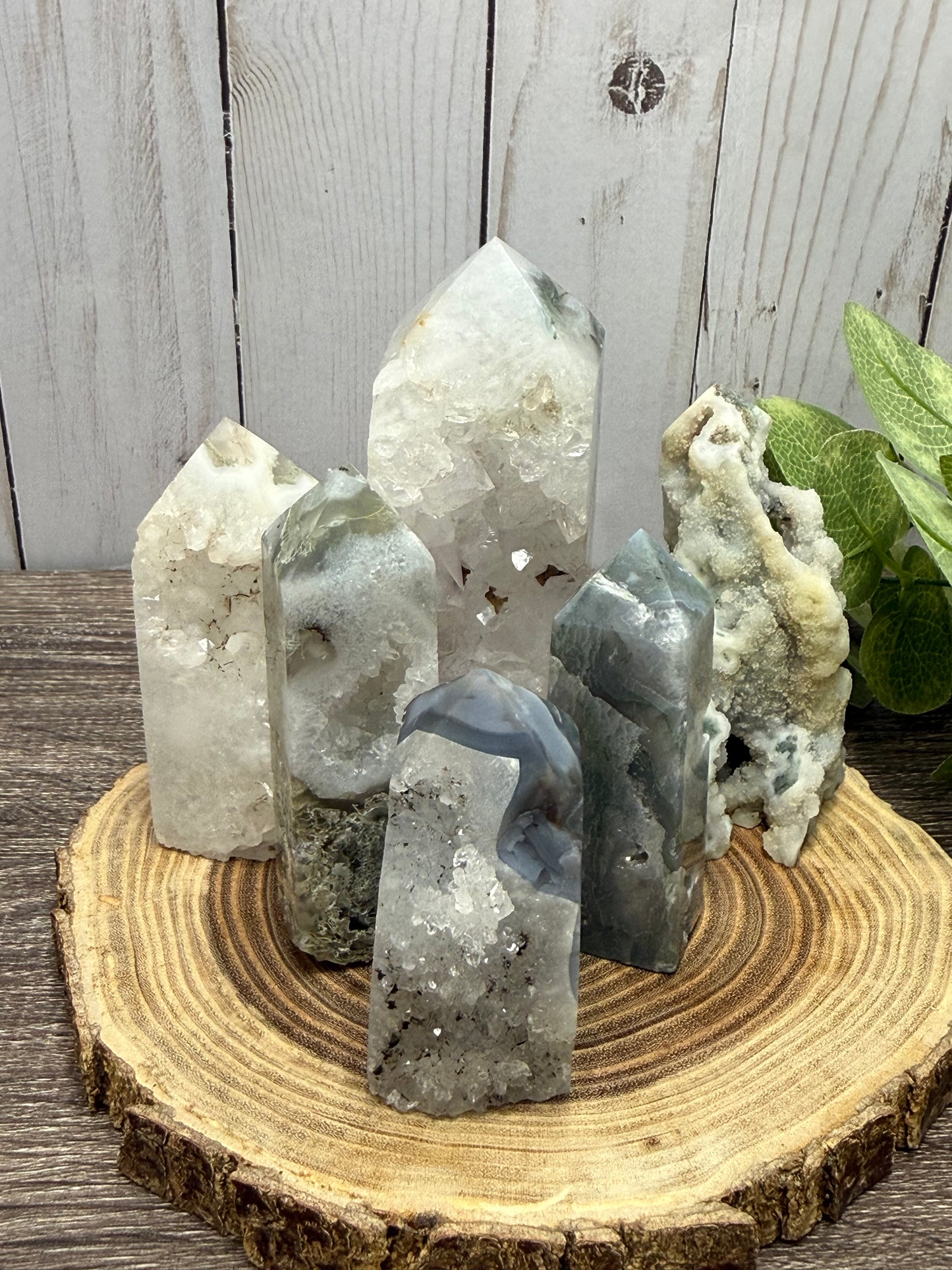 Moss Agate Towers  - druzy side