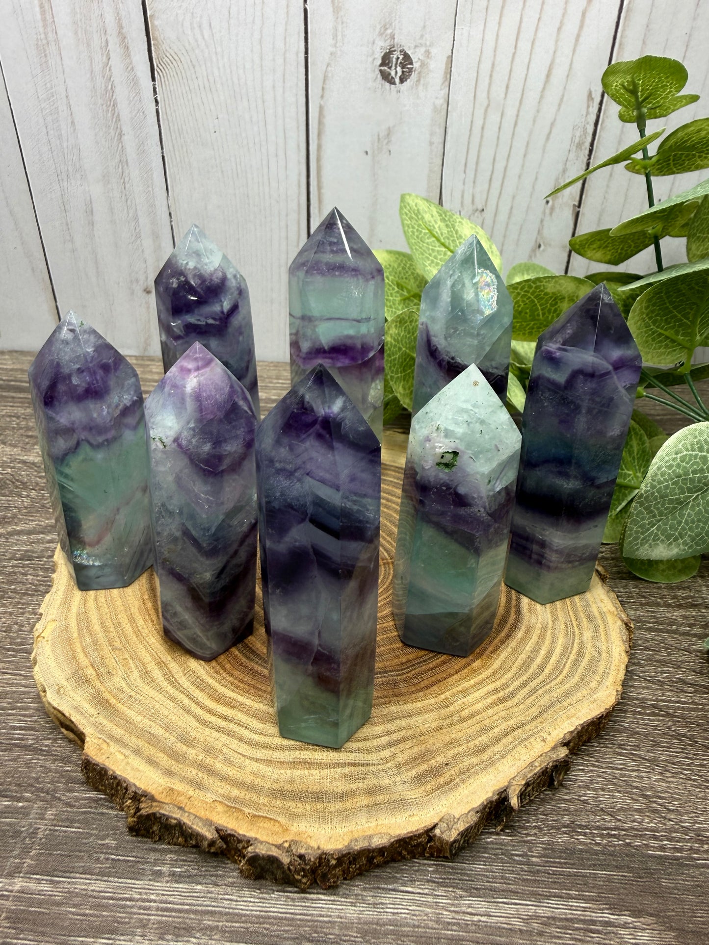 Purple and Green Fluorite Towers