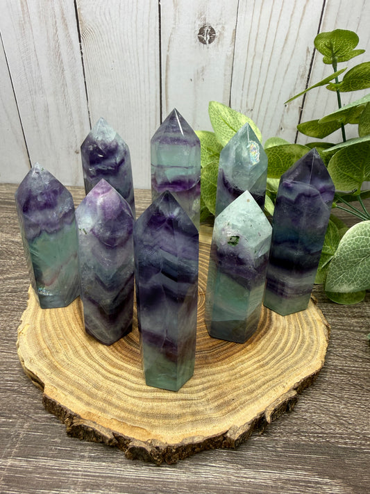 Purple and Green Fluorite Towers