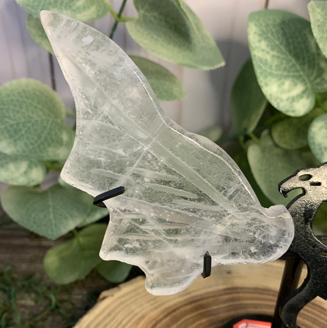 Dragon Wings on Stand - Clear Quartz Small