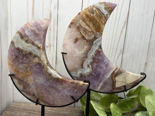 Amethyst & Agate Moons on Stands