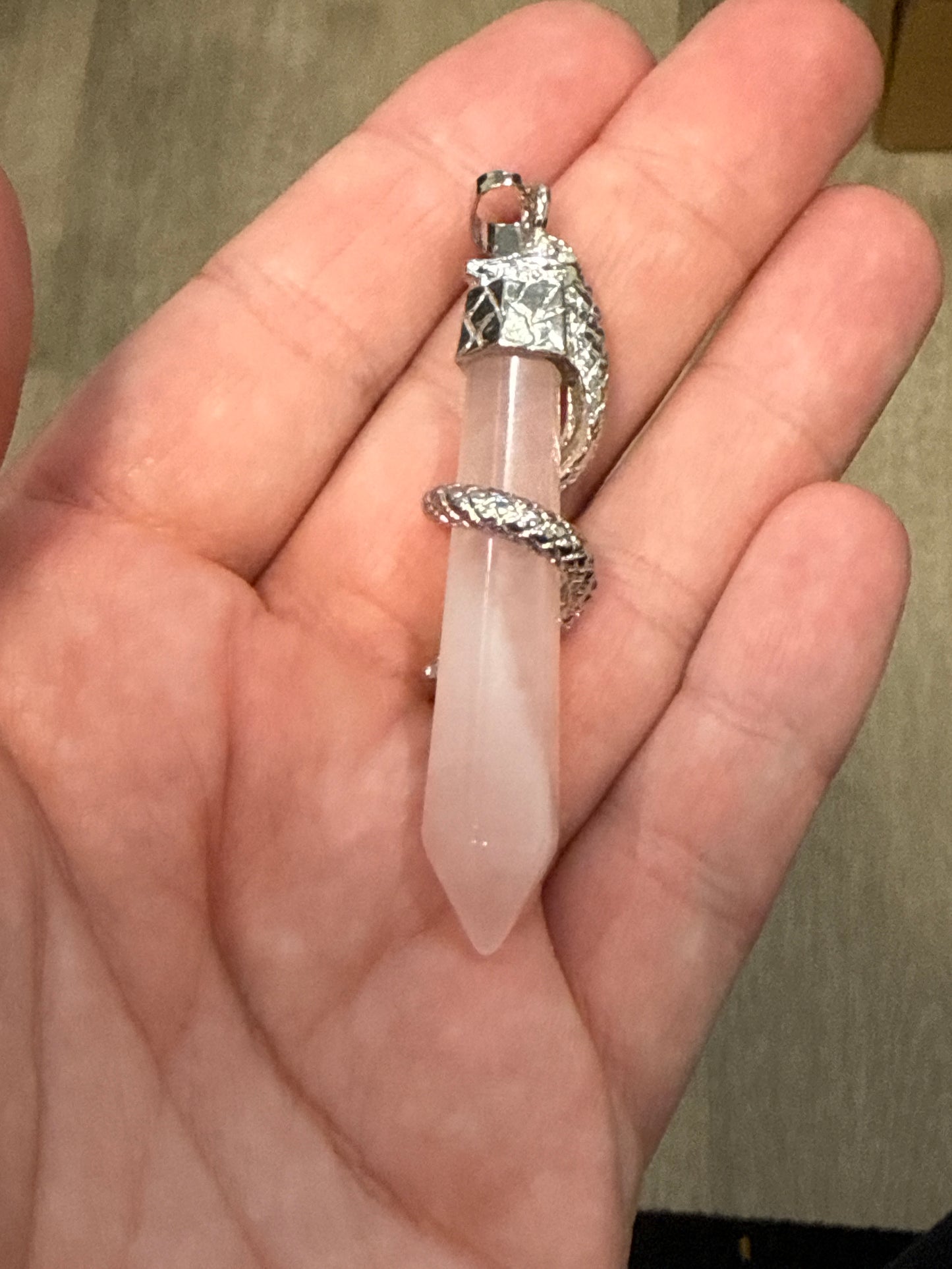 Snake Pendant Rose Quartz