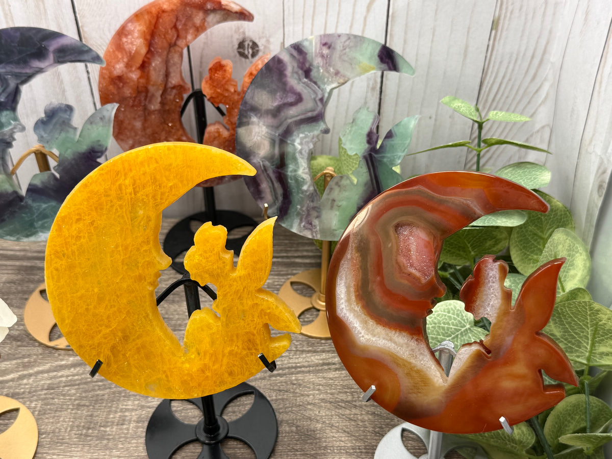 Fairy and Moon Carving on Stand