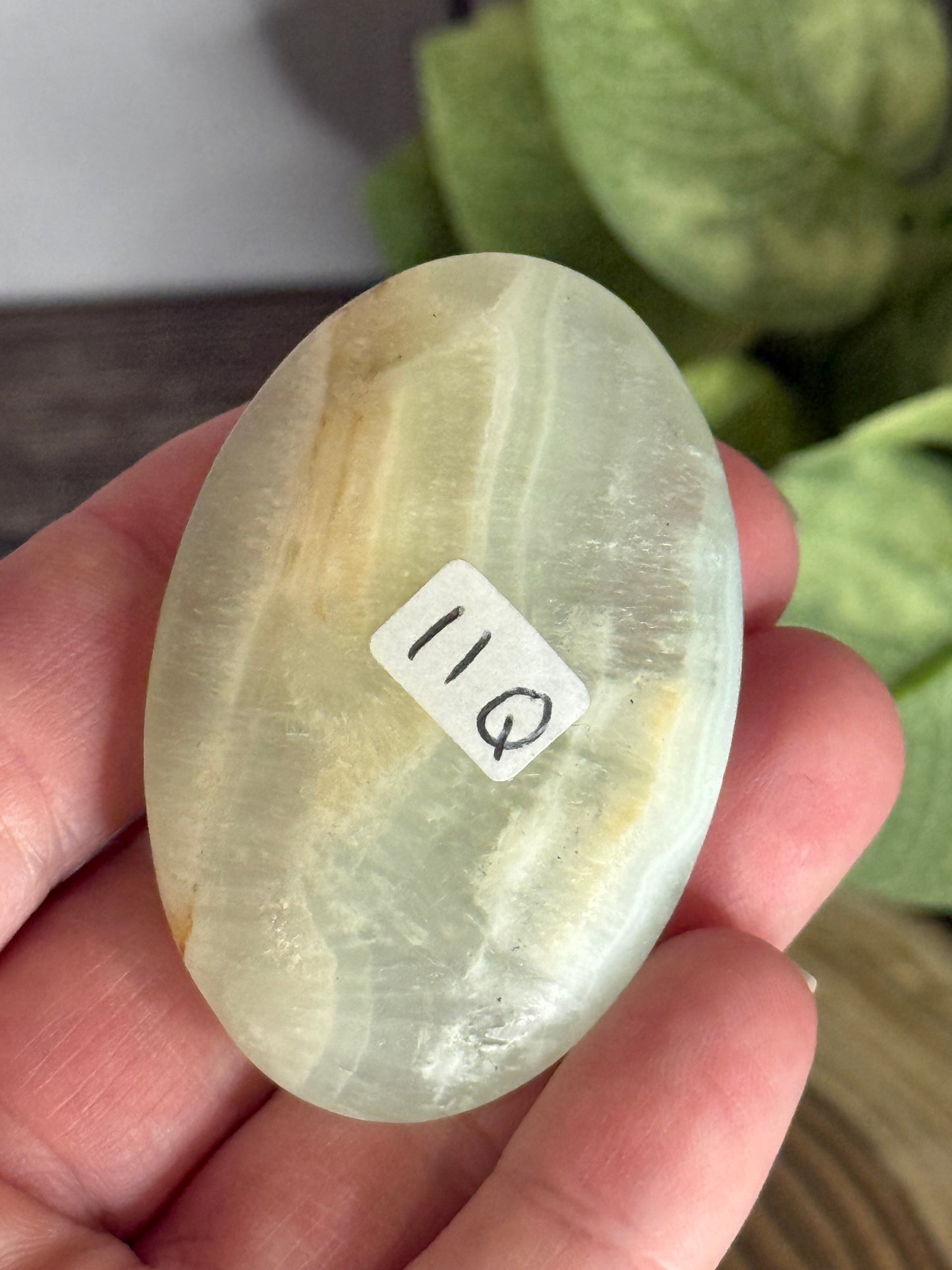 Pistachio Calcite Palm Stone