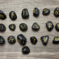 Black Obsidian Rune Stones Set Crystal with Elder Futhark Letterings