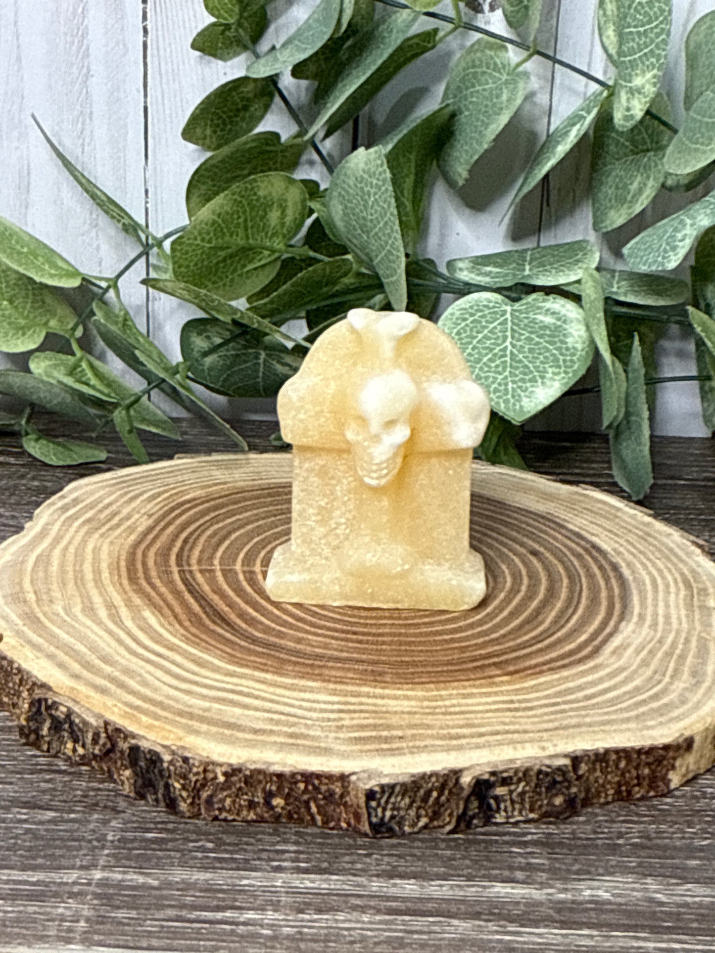 Tombstone/Headstone with Skull Crystal Carving