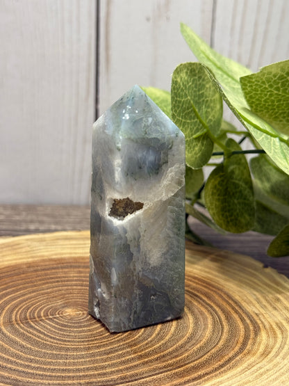 Moss Agate Towers  - druzy side