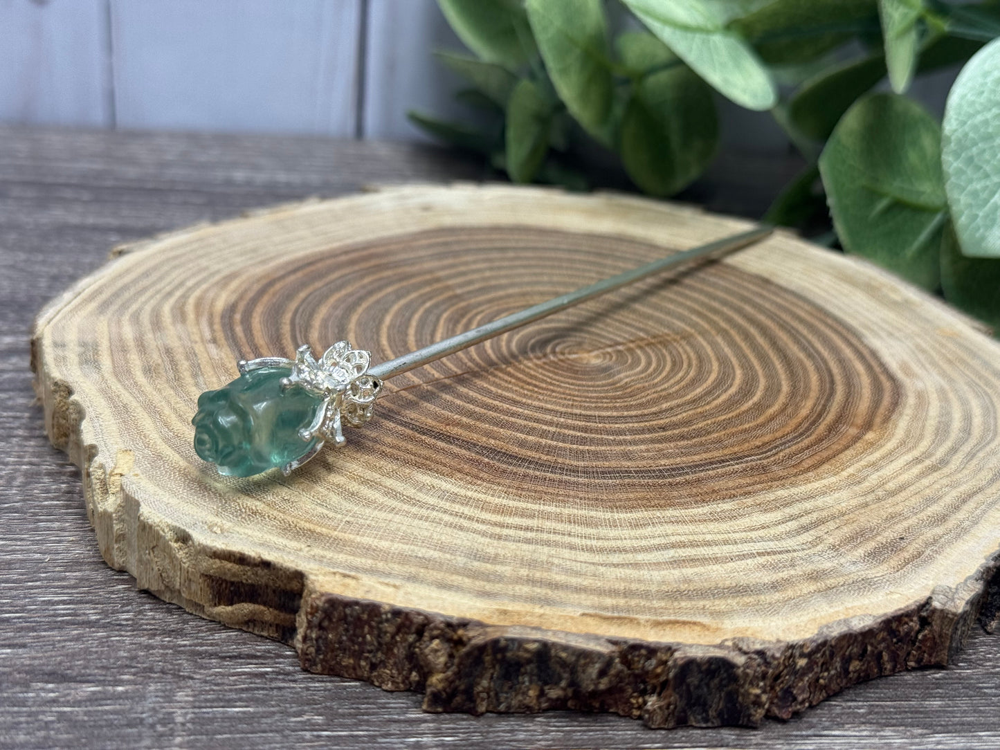 Fluorite Rose Hair Pins