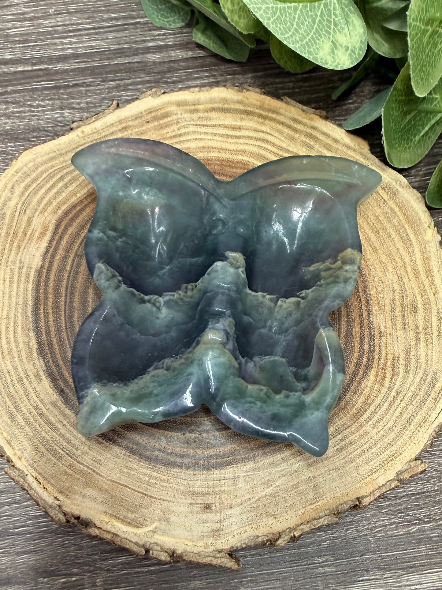 Butterfly Dish Carving - Fluorite