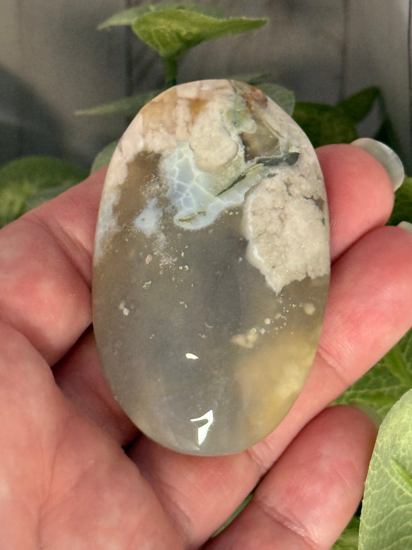 Flower Agate Palm Stones