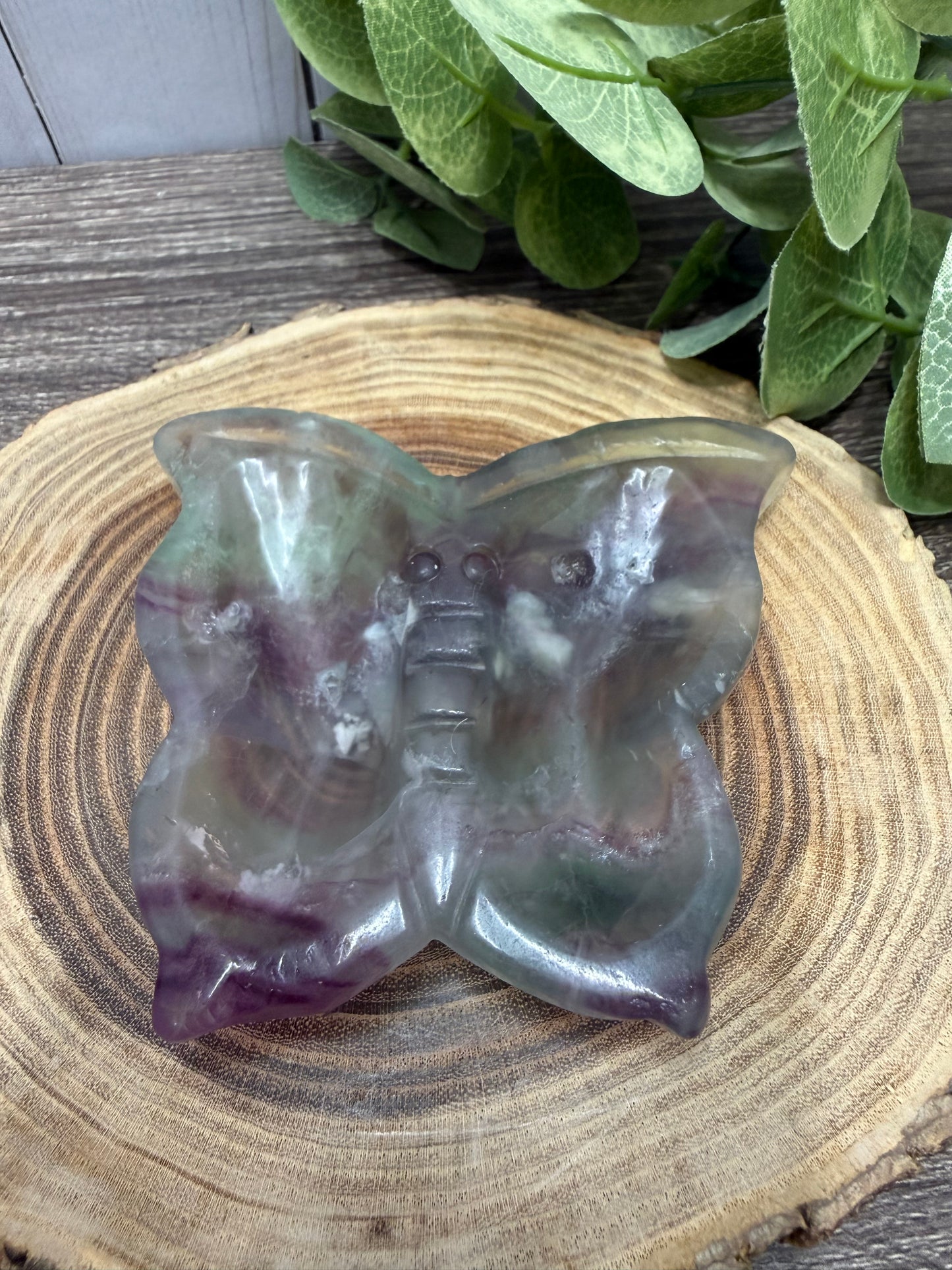 Butterfly Dish Carving - Fluorite