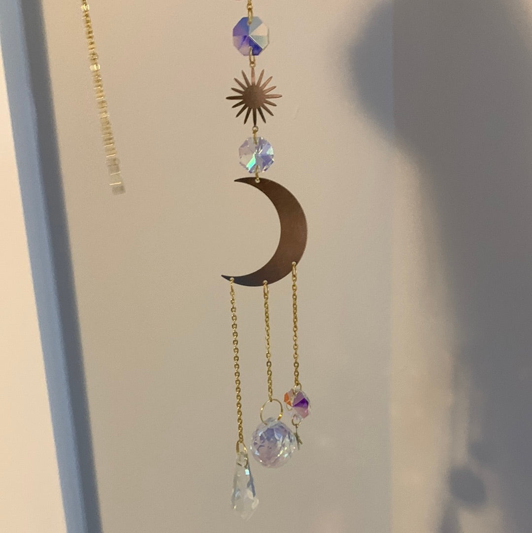 Gold Sun Catcher - Moon