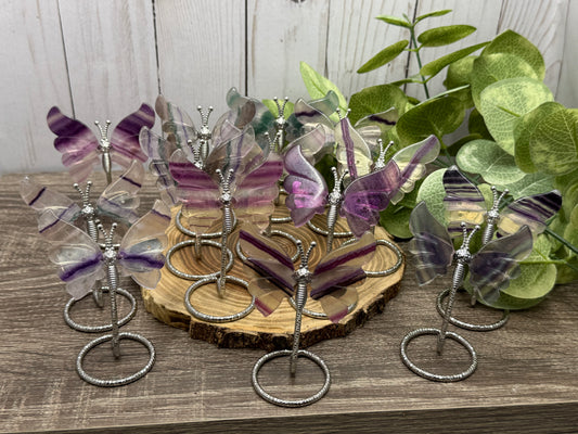 Small Butterfly Wings on Stand - Fluorite