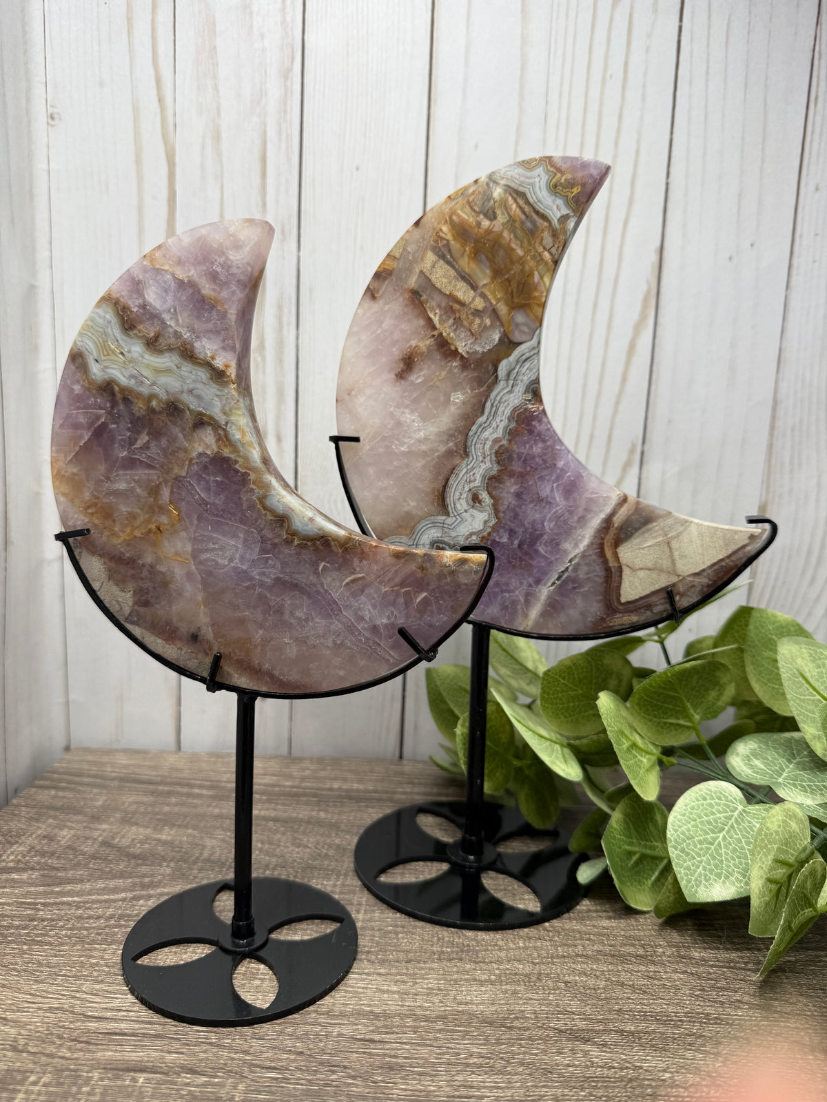Amethyst & Agate Moons on Stands
