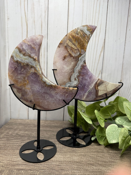 Amethyst & Agate Moons on Stands