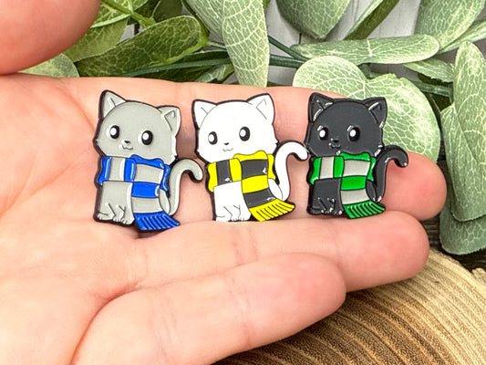 Harry Potter Inspired Cat Pins with Scarves