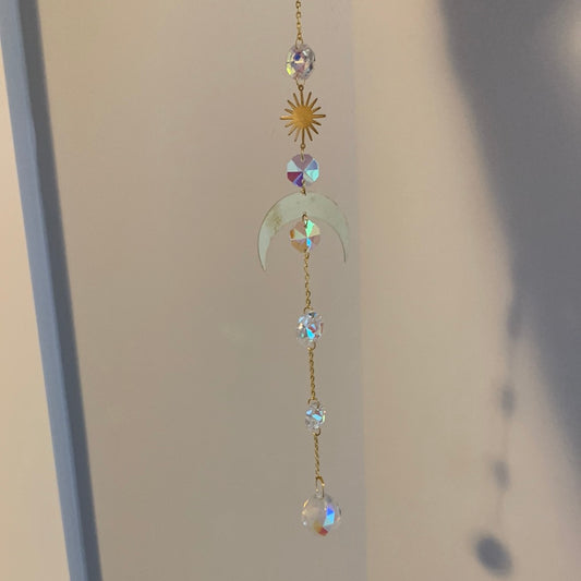 Gold Sun Catcher - Moon on Side