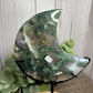 Moss Agate Moon on Stand