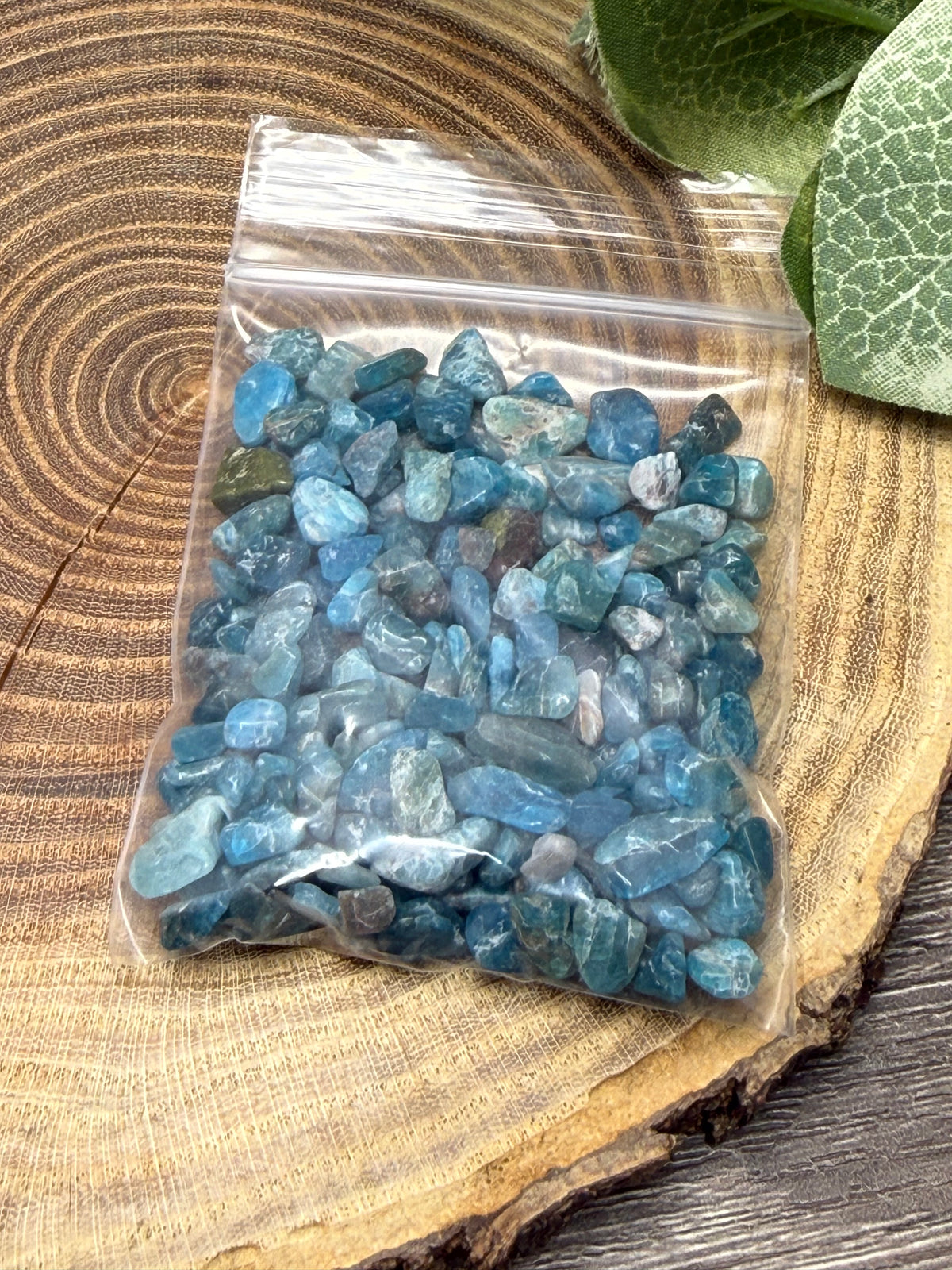 Blue Apatite Crystal Chip Bag