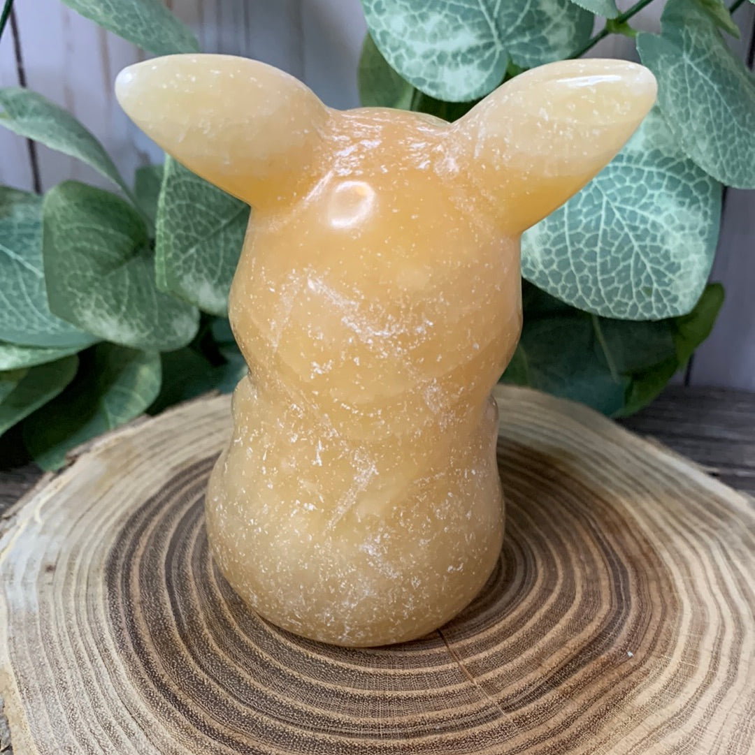 Pikachu Carving - Orange Calcite