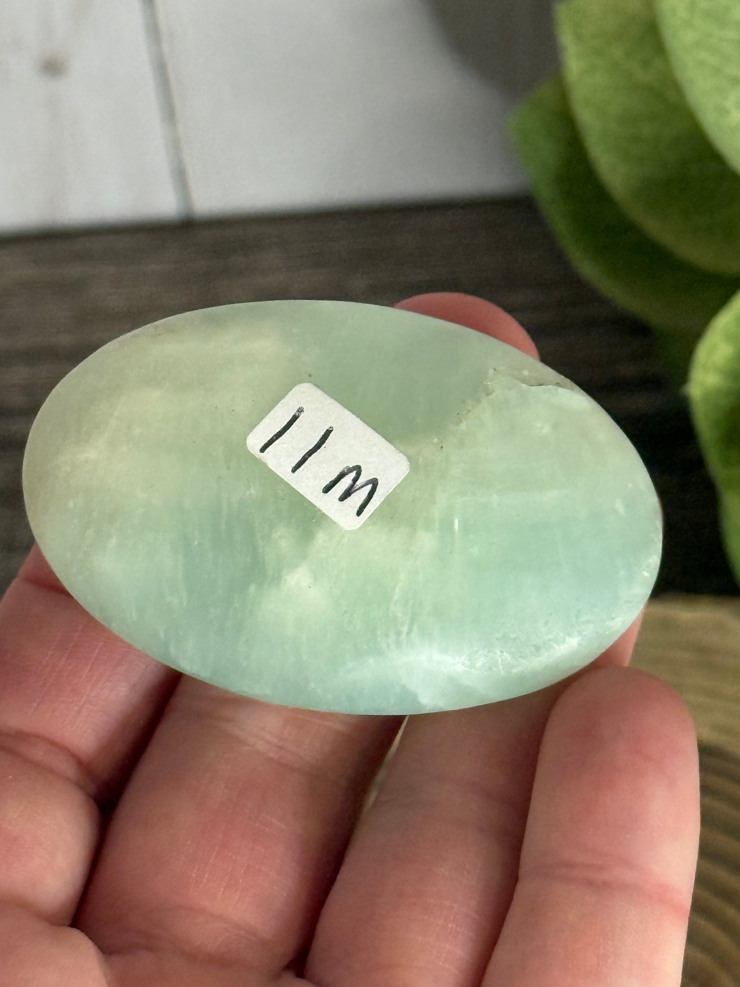 Pistachio Calcite Palm Stone