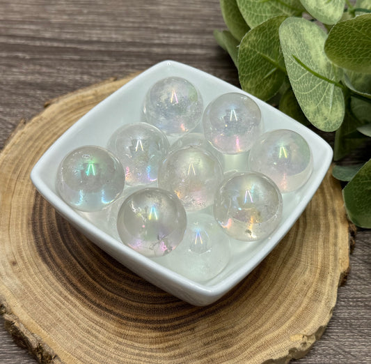 Aura Coated Clear Quartz  Mini Sphere