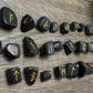 Black Obsidian Rune Stones Set Crystal with Elder Futhark Letterings