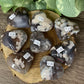 Black Flower Agate Hearts