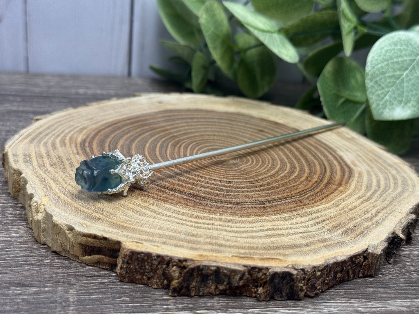 Fluorite Rose Hair Pins