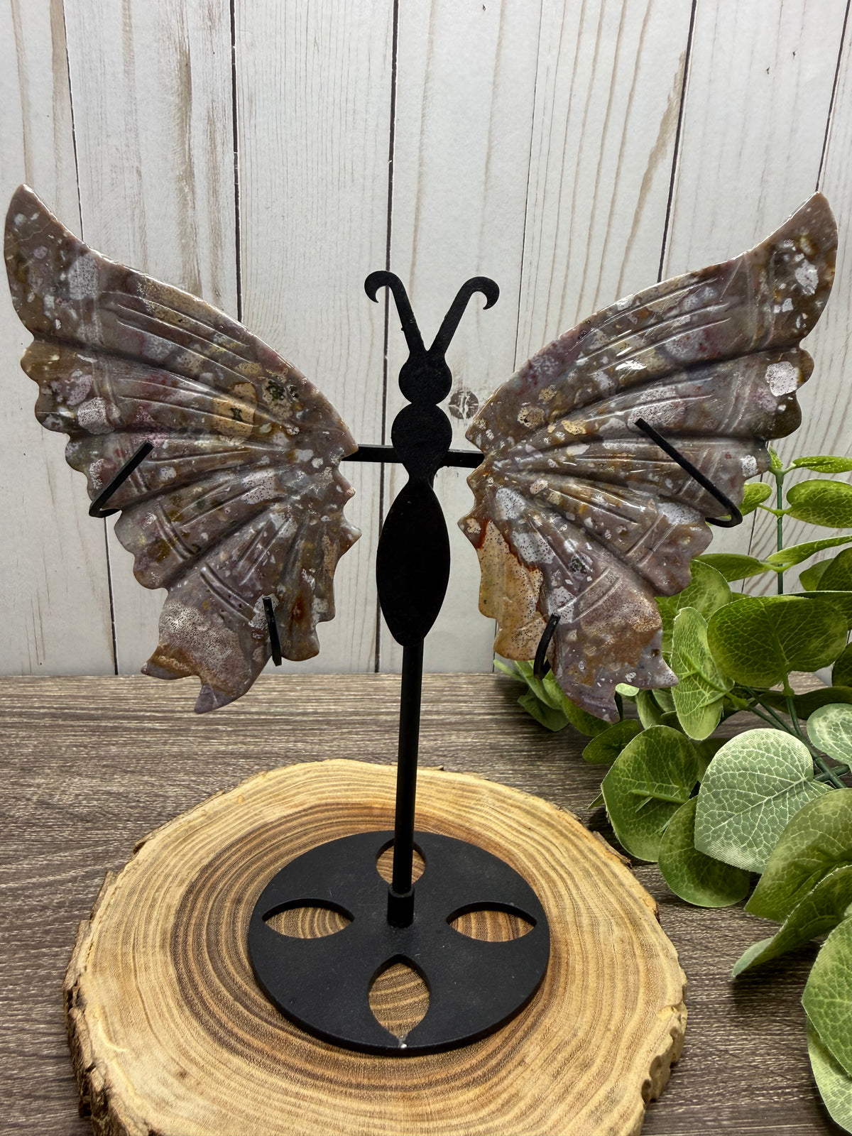 Large Butterfly Wings on Stand - Ocean Jasper