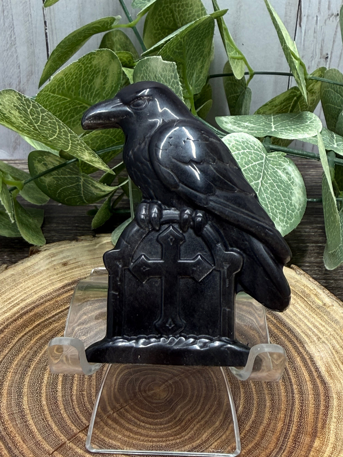 Bird on Toombstone - Sheen Obsidian
